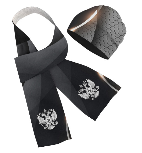 Шарф и шапка с притом Будущая Россия | Нано символика цвета Белый Шарф и шапка с изображением Будущая Россия | Нано символика цвета Белый