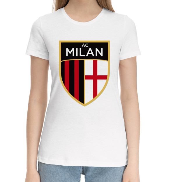 Женская хлопковая футболка с изображением AC Milan цвета Белый