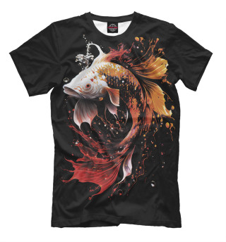 Мужская футболка Золотая рыбка белый дракон