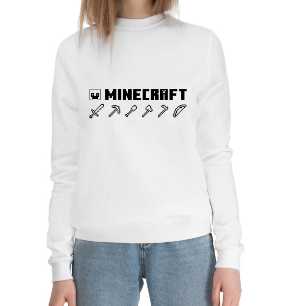 Женский хлопковый свитшот с изображением Minecraft Hemlet цвета Белый