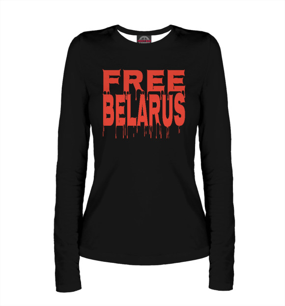 Женский лонгслив с изображением Free Belarus цвета Белый