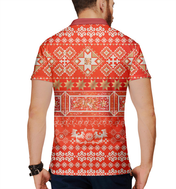 Мужское поло с изображением Цветок папоротника цвета Белый