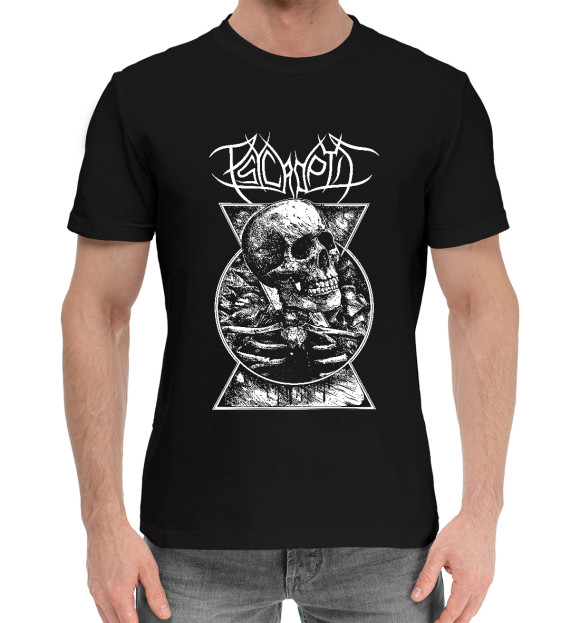 Мужская хлопковая футболка с изображением Psycroptic (череп) цвета Черный