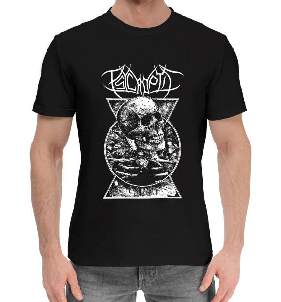 Мужская хлопковая футболка с изображением Psycroptic (череп) цвета Черный
