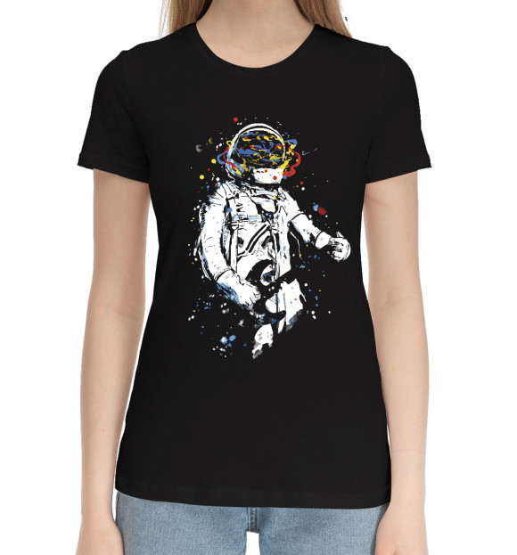 Женская хлопковая футболка с изображением Space rock цвета Черный