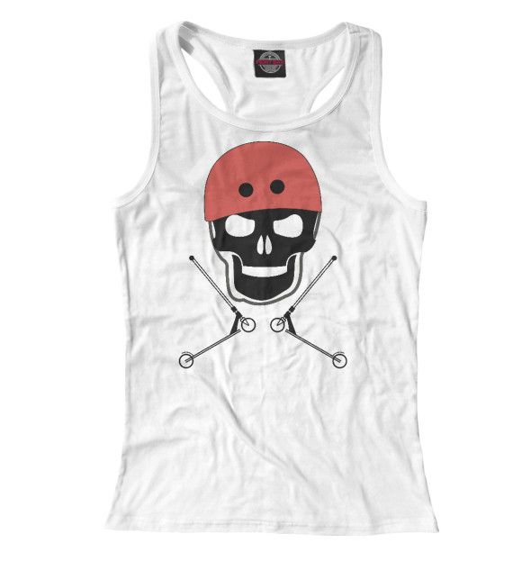 Женская майка-борцовка с изображением Череп в шлеме цвета Белый