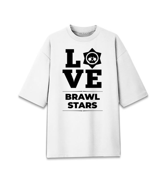 Мужская футболка оверсайз с изображением Brawl Stars Love Classic цвета Белый
