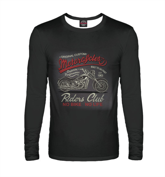 Мужской лонгслив с изображением Riders Club цвета Белый