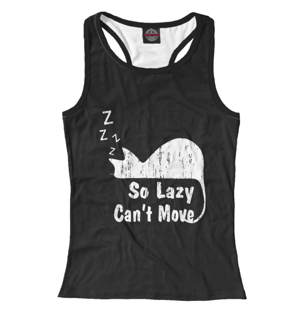 Женская майка-борцовка с изображением Ленивый Котик цвета Белый