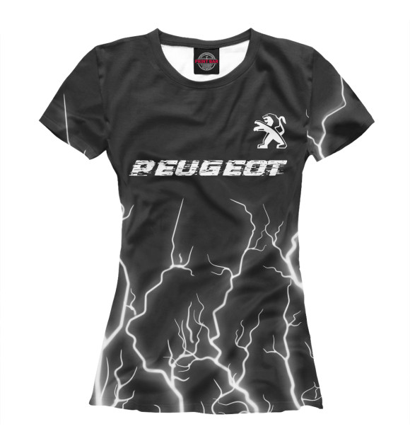 Женская футболка с изображением Пежо | Peugeot | Молнии цвета Белый