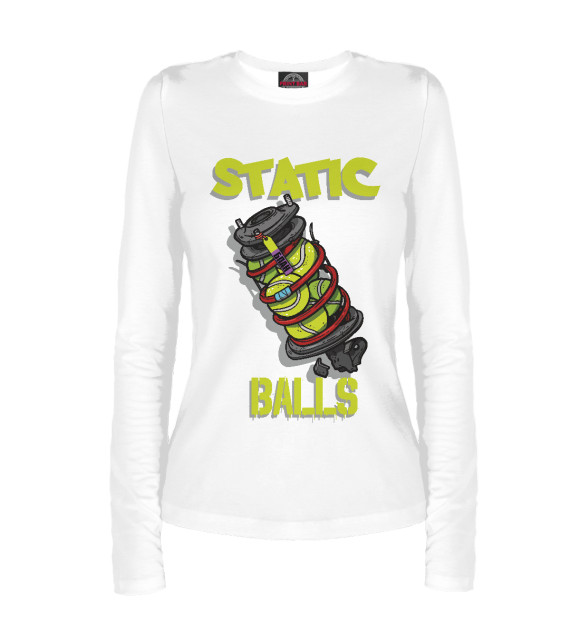 Женский лонгслив с изображением Static Balls цвета Белый