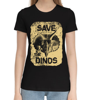 Женская хлопковая футболка Save the dinos