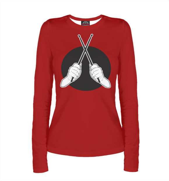 Женский лонгслив с изображением Барабанщик цвета Белый