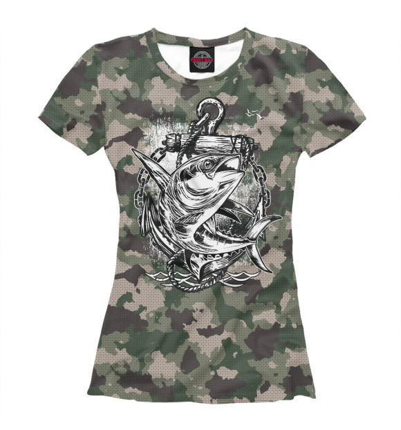 Женская футболка с изображением Профессиональная рыбалка цвета Белый