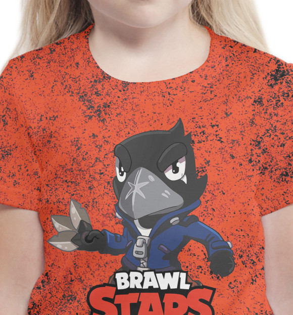 Футболка для девочек с изображением Brawl Stars Crow цвета Белый