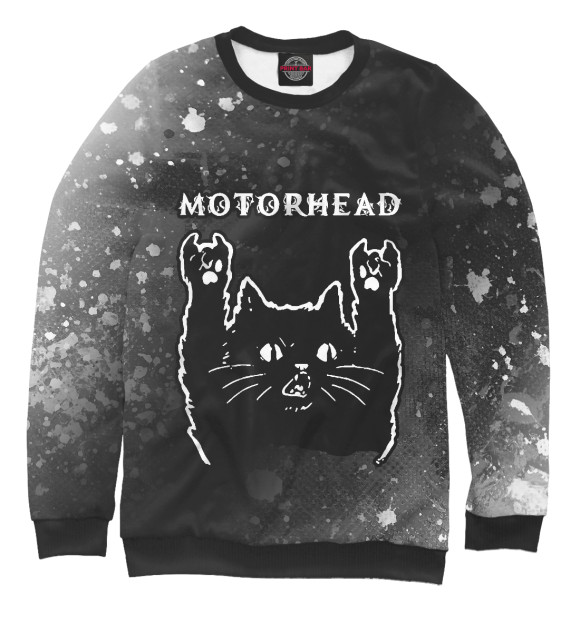 Женский свитшот с изображением Motorhead - Рок Кот цвета Белый