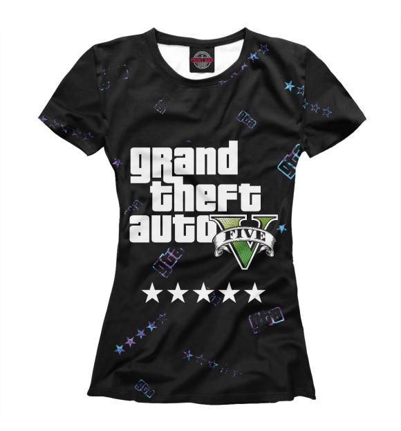 Женская футболка с изображением GTA 5 / ГТА 5 цвета Белый
