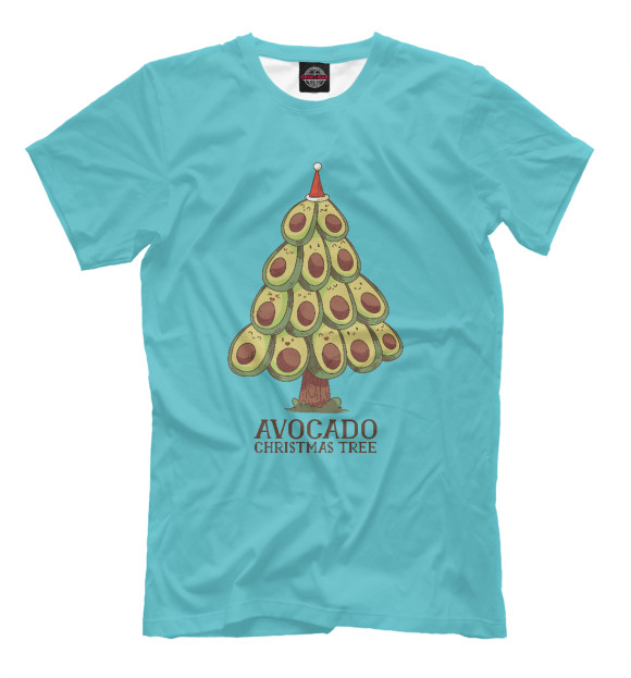 Мужская футболка с изображением Авокадо новогодняя ёлка цвета Белый