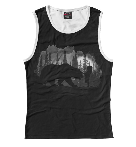 Женская майка с изображением Bear and Girl цвета Белый