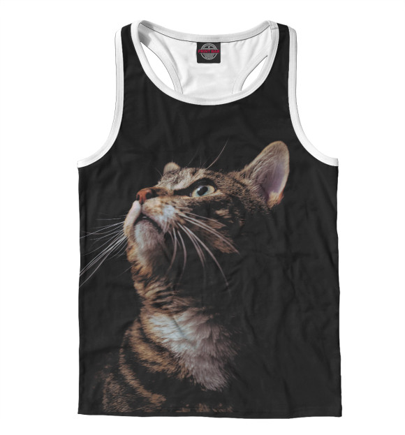 Мужская майка-борцовка с изображением Котейка цвета Белый