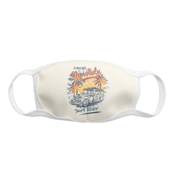 Маска тканевая с изображением Старый автомобиль цвета Белый