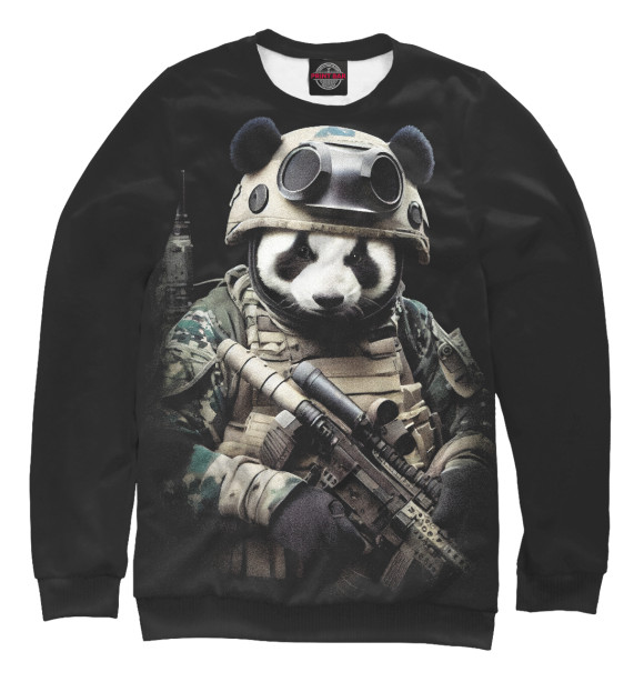 Женский свитшот с изображением Медведь панда солдат спецназа цвета Белый