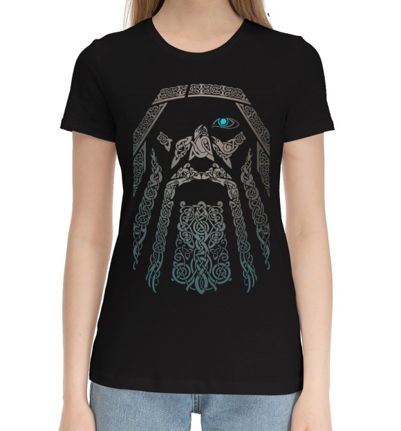 Женская хлопковая футболка с изображением Один цвета Черный