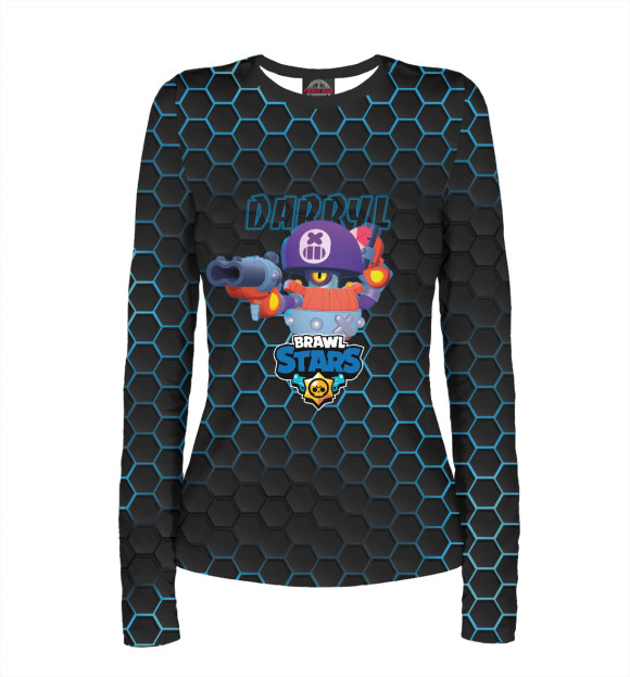 Женский лонгслив с изображением Дэррил. Brawl Stars цвета Белый