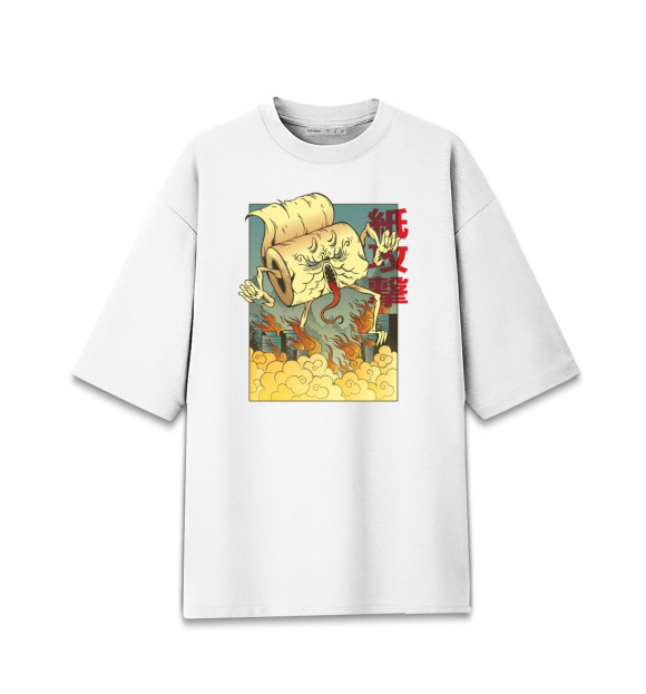 Женская футболка оверсайз с изображением Туалетная бумага монстр цвета Белый