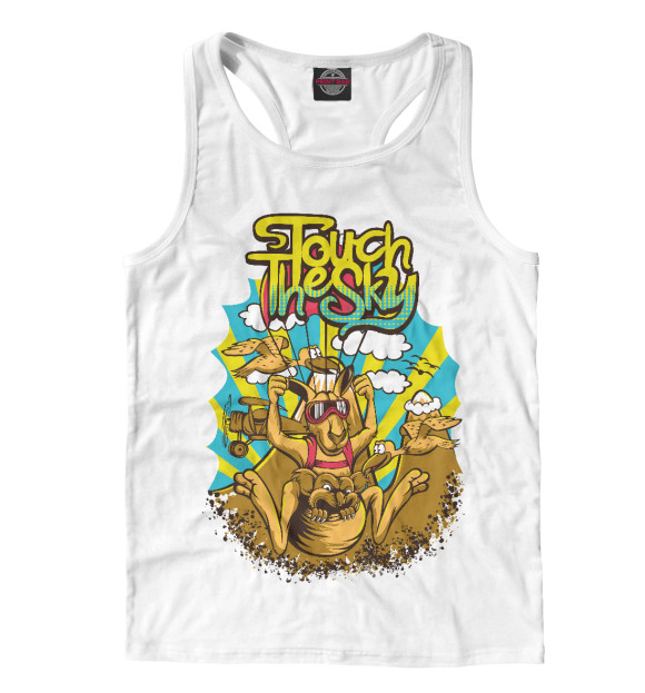 Мужская майка-борцовка с изображением Кенгуру на парашюте цвета Белый