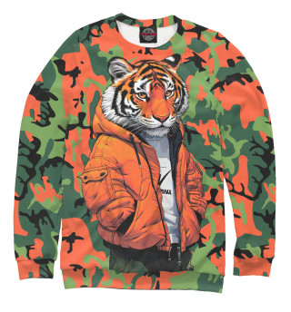 Женский свитшот Тигр в оранжевой куртке