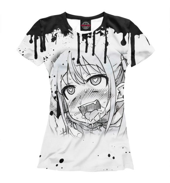 Футболка для девочек с изображением Ahegao цвета Белый