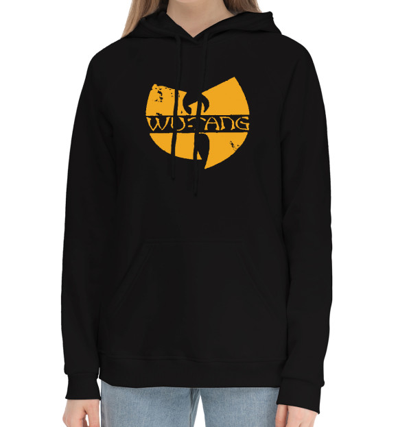 Женский хлопковый худи с изображением Wu-Tang Clan (yellow) цвета Черный