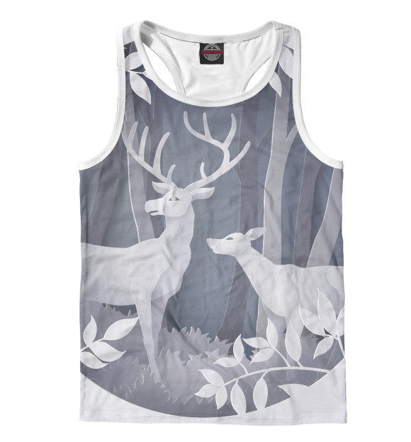 Мужская майка-борцовка с изображением Олени цвета Белый