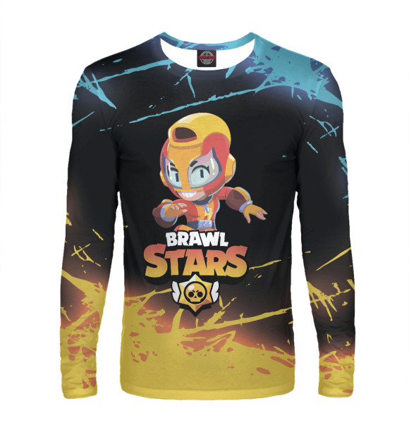 Мужской лонгслив с притом Brawl Stars цвета Белый Мужской лонгслив с изображением Brawl Stars цвета Белый