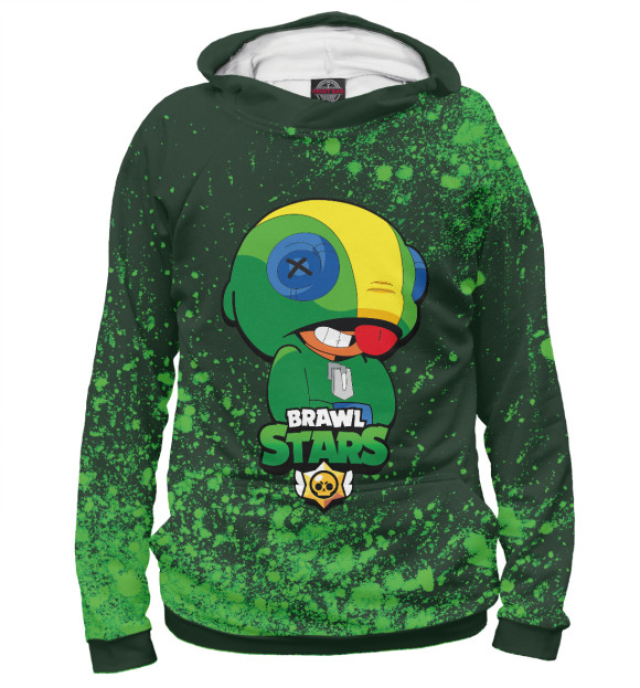 Мужское худи с изображением Brawl Stars Leon / Леон цвета Белый