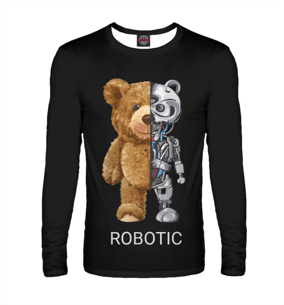 Мужской лонгслив с изображением Robot Bear цвета Белый