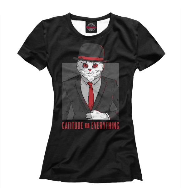 Футболка для девочек с изображением Catitude цвета Белый