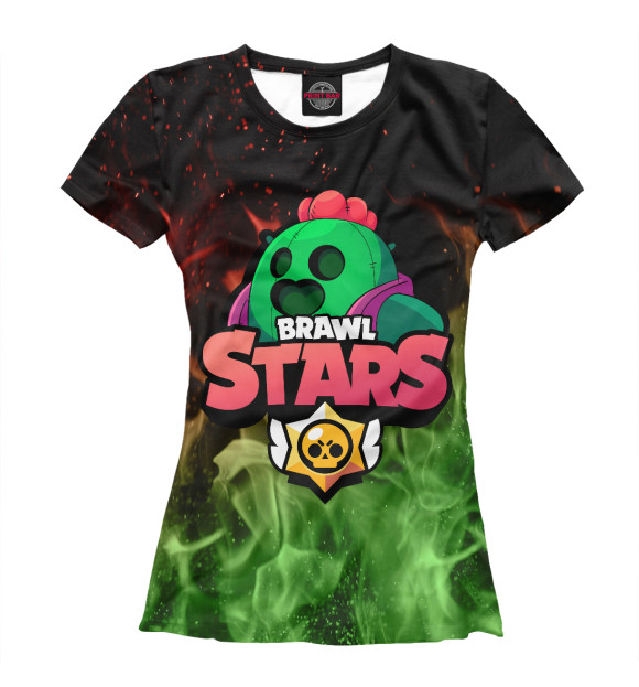 Женская футболка с изображением Brawl Stars Spike цвета Белый