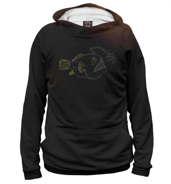 Женское худи с изображением Angler Fish цвета Белый