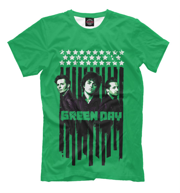 Мужская футболка с изображением Green Day цвета Белый