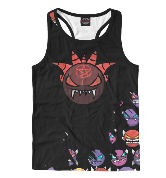 Мужская майка-борцовка с изображением Geometry Dash цвета Белый