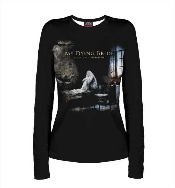 Женский лонгслив с притом Mydyingbride цвета Белый Женский лонгслив с изображением Mydyingbride цвета Белый