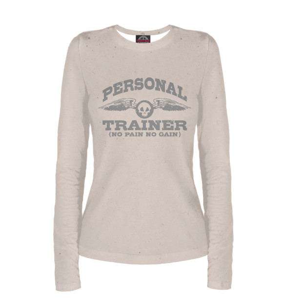 Женский лонгслив с изображением Personal Trainer цвета Белый
