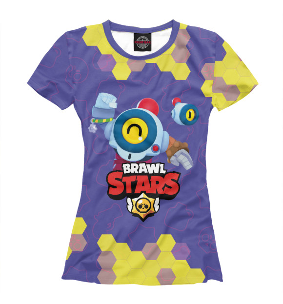 Футболка для девочек с изображением Brawl Stars Nani (Бравл Старс) цвета Белый