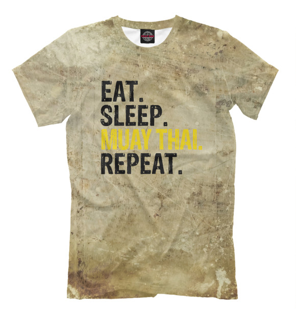 Мужская футболка с изображением Eat Sleep Muay Thai Repeat цвета Белый