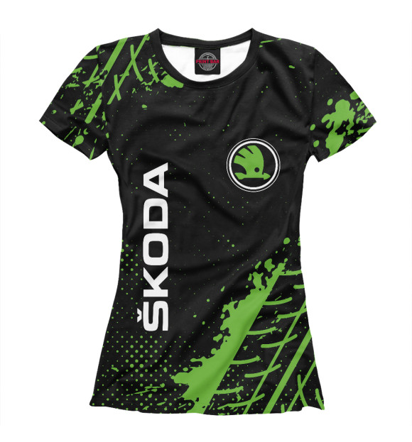 Женская футболка с изображением Skoda / Шкода цвета Белый