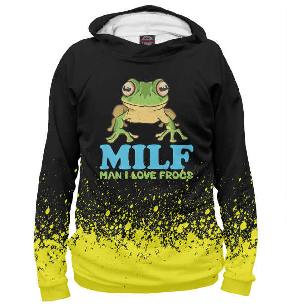 Мужское худи с изображением MILF Man I Love Frogs цвета Белый