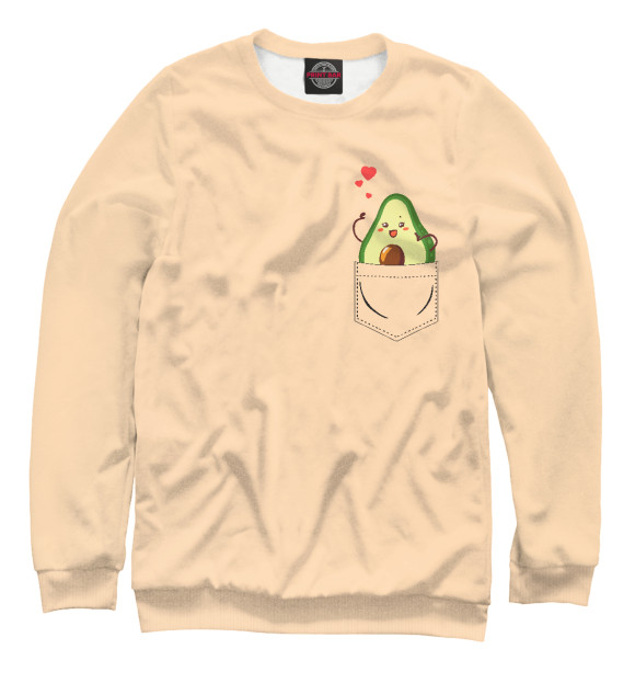 Мужской свитшот с изображением Авокадо в кармашке цвета Белый