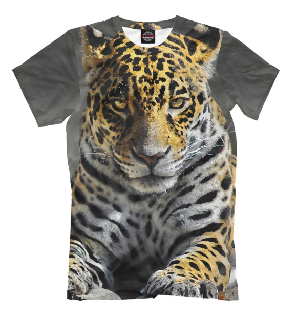 Мужская футболка с изображением Грозный леопард цвета Белый